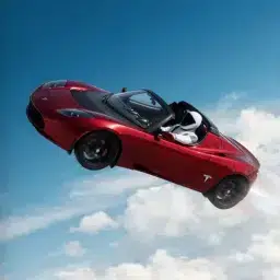 Flying Tesla Roadster logo