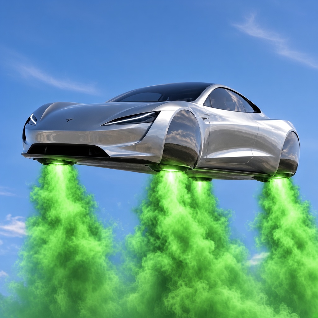 Farting Tesla Roadster logo
