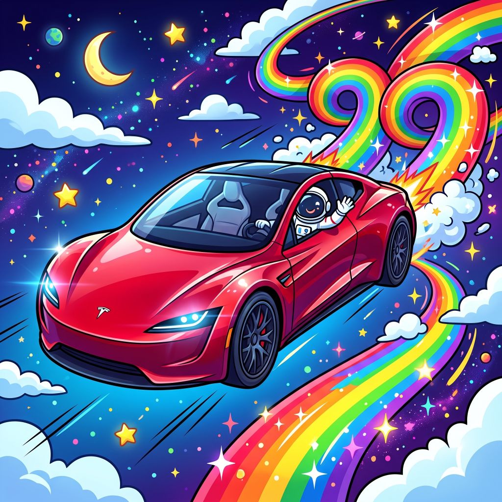 Flying Tesla Roadster logo