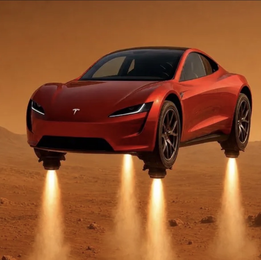 Flying Tesla roadster  logo