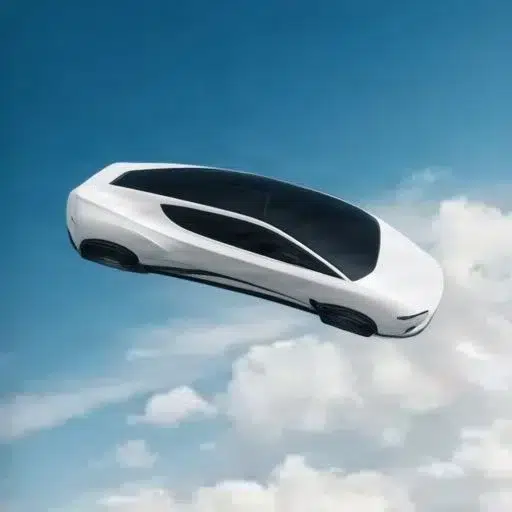 flying tesla roadster logo